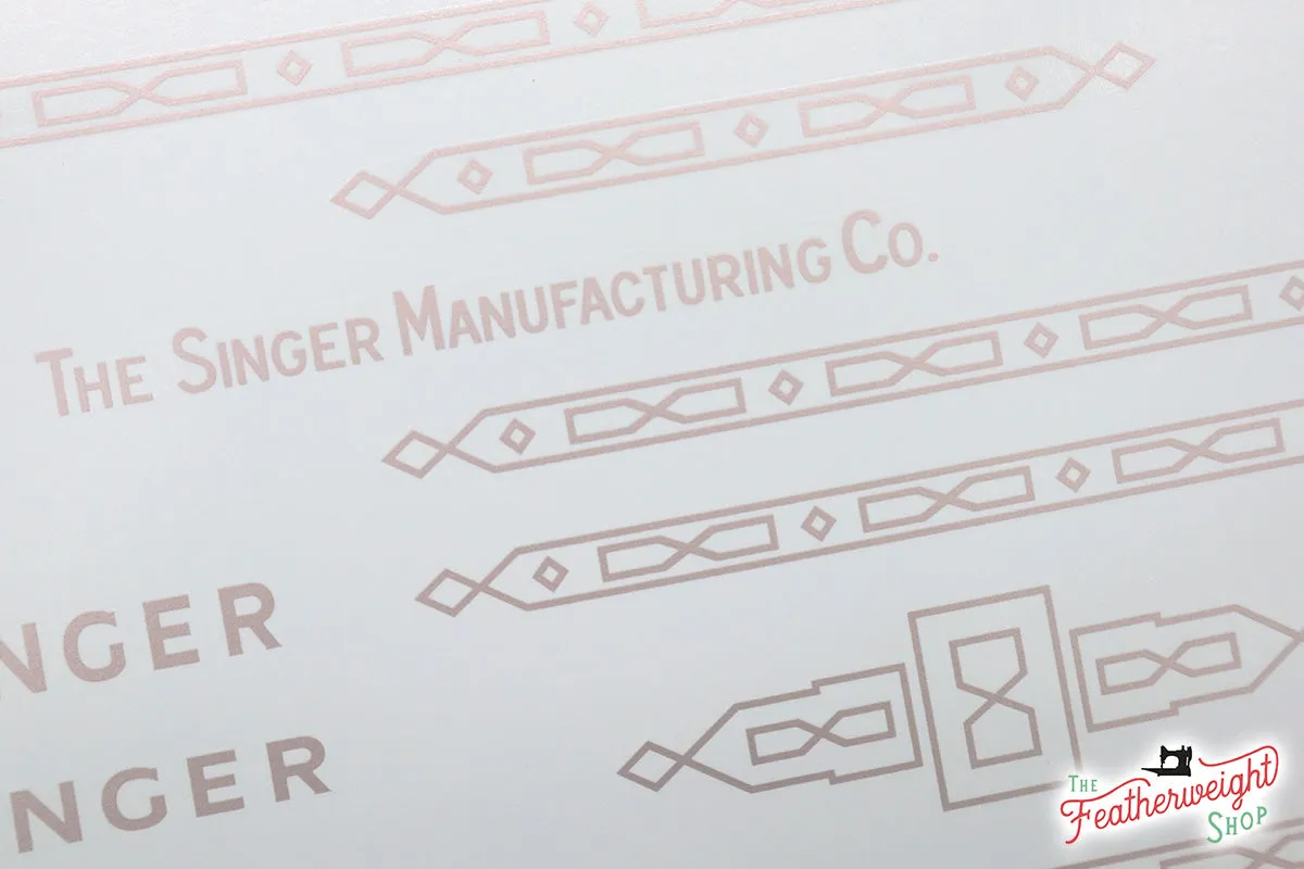 Decals, Paperclip Style for the Singer Featherweight 221, 221K, 222K Sewing Machine 1953-1961