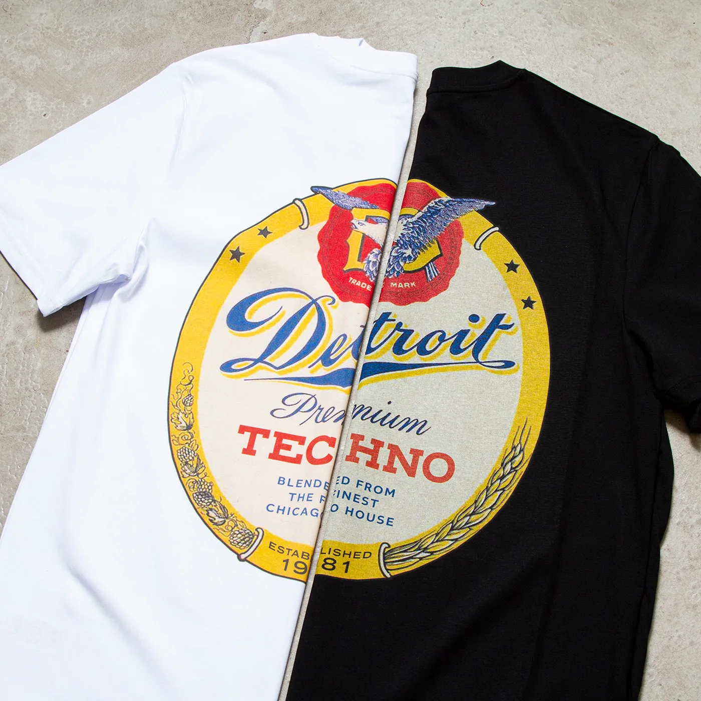 Detroit Premium Techno Front Print - Tshirt - Black