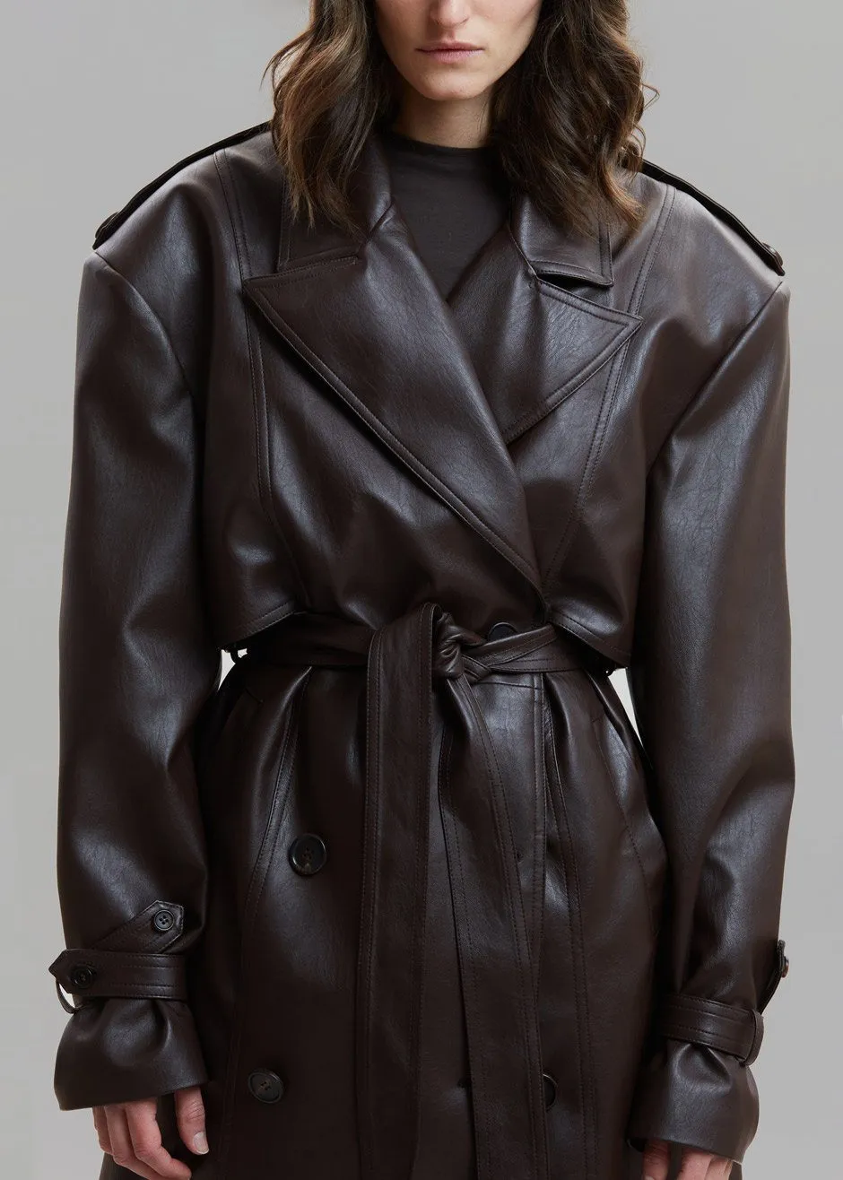 Diana Faux Leather Trench Coat - Java