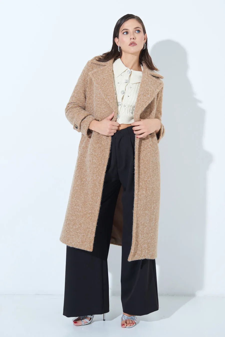 Double-breasted long wool coat wholesale