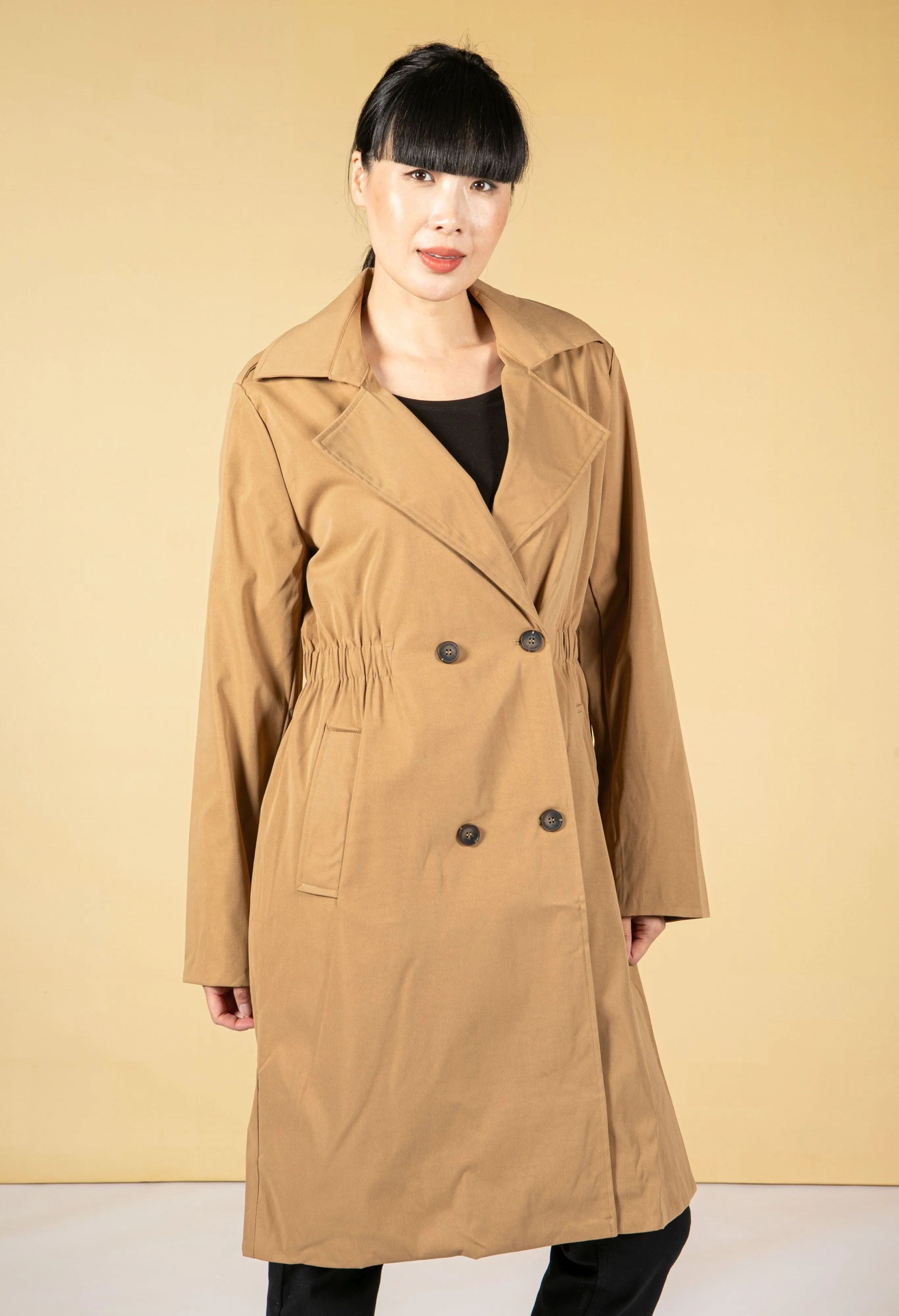 Double Breasted Trench Coat in Camel