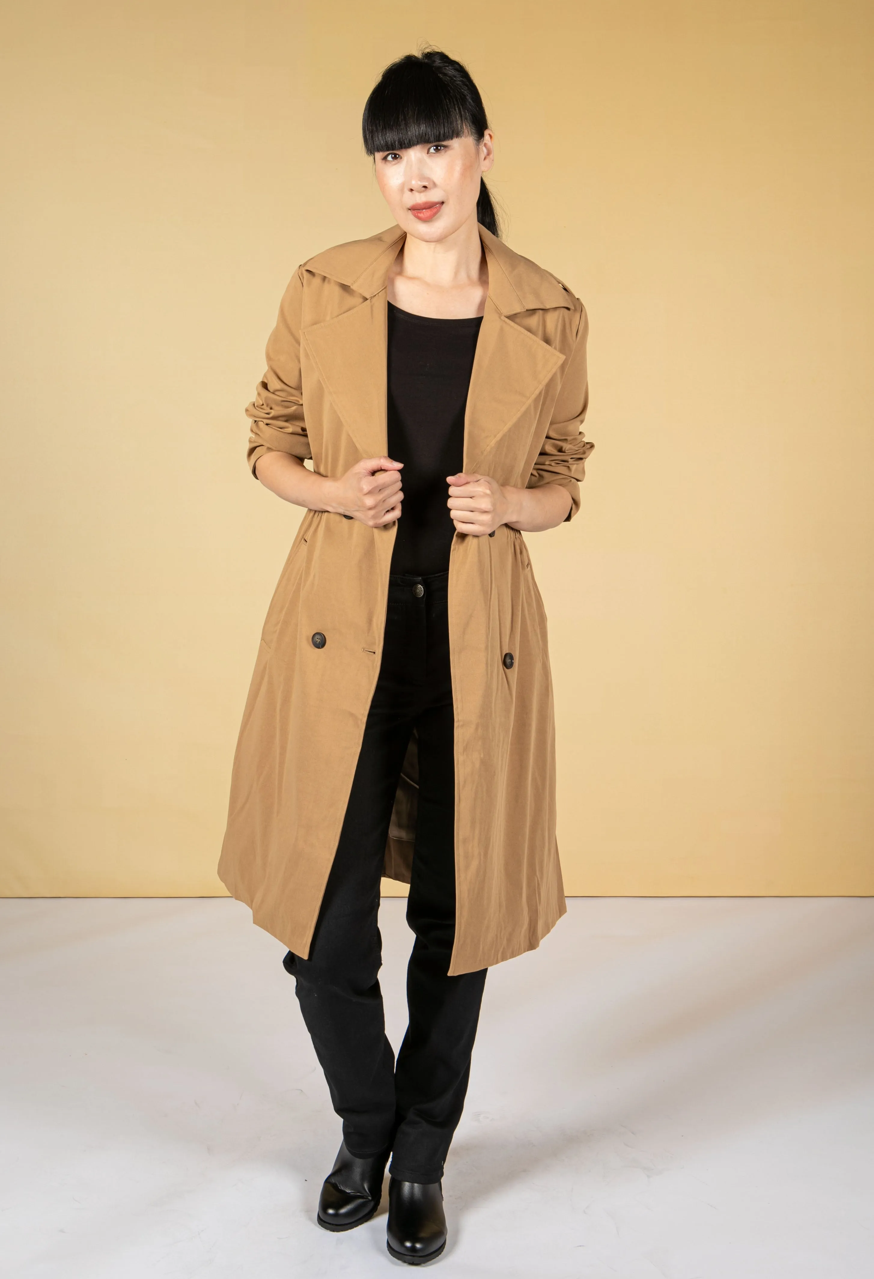 Double Breasted Trench Coat in Camel