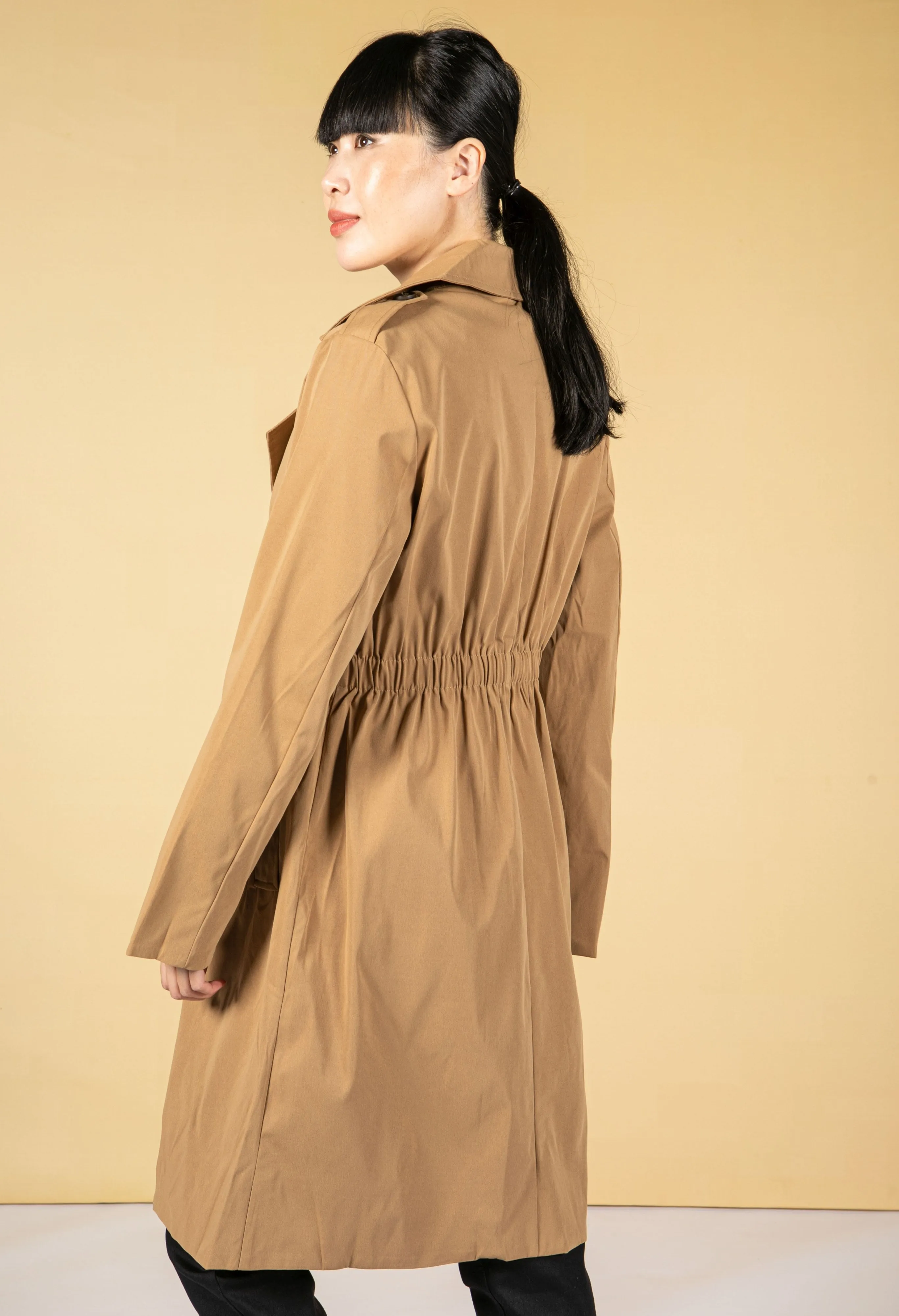 Double Breasted Trench Coat in Camel