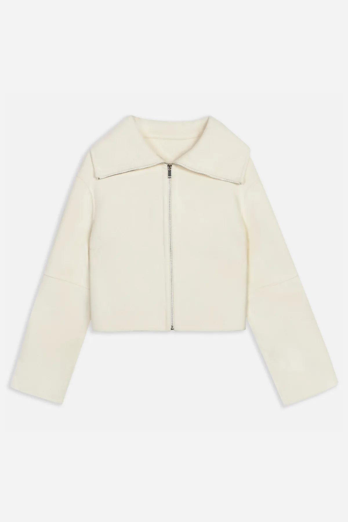 Double Faced Wool Cropped Jacket - Cream