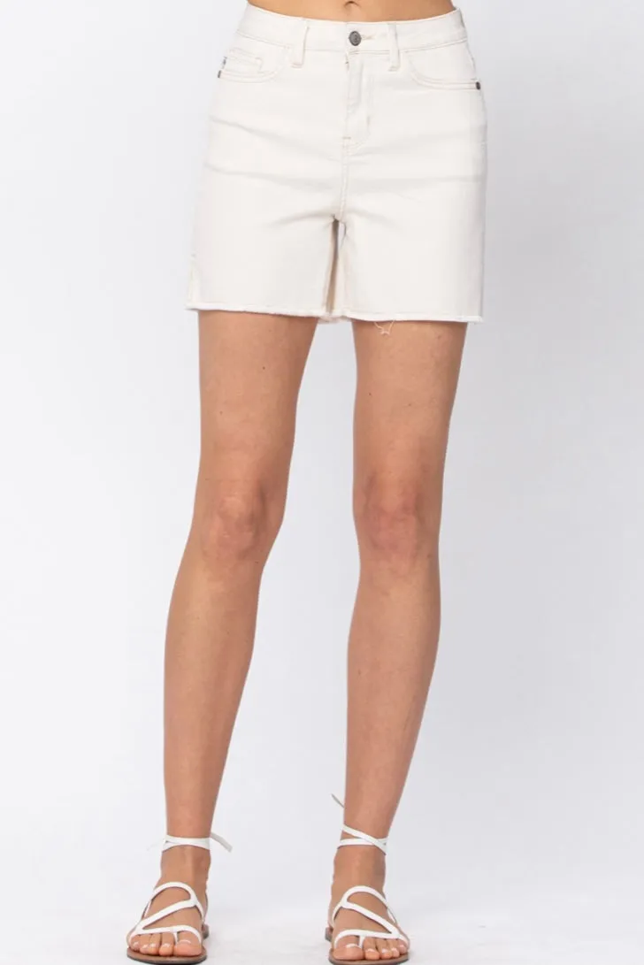 Ecru side slit shorts