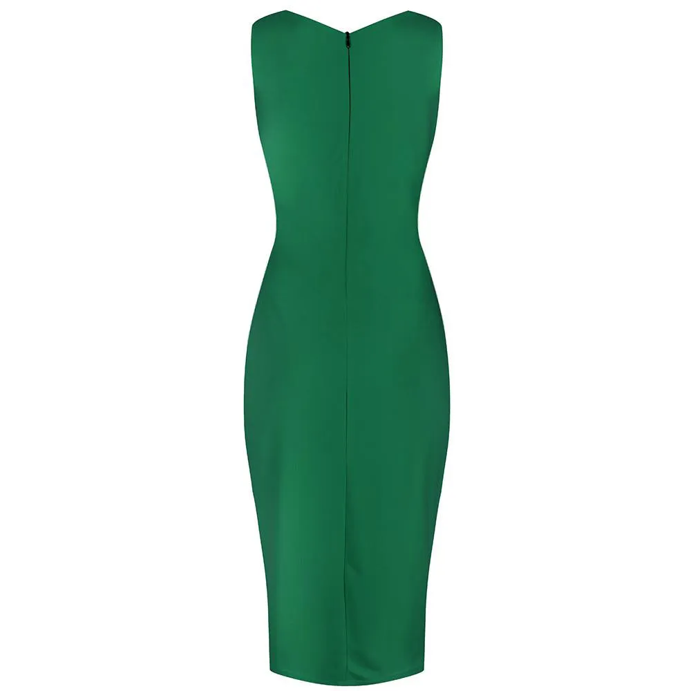 Emerald Green Sleeveless Bodycon Pencil Wiggle Dress