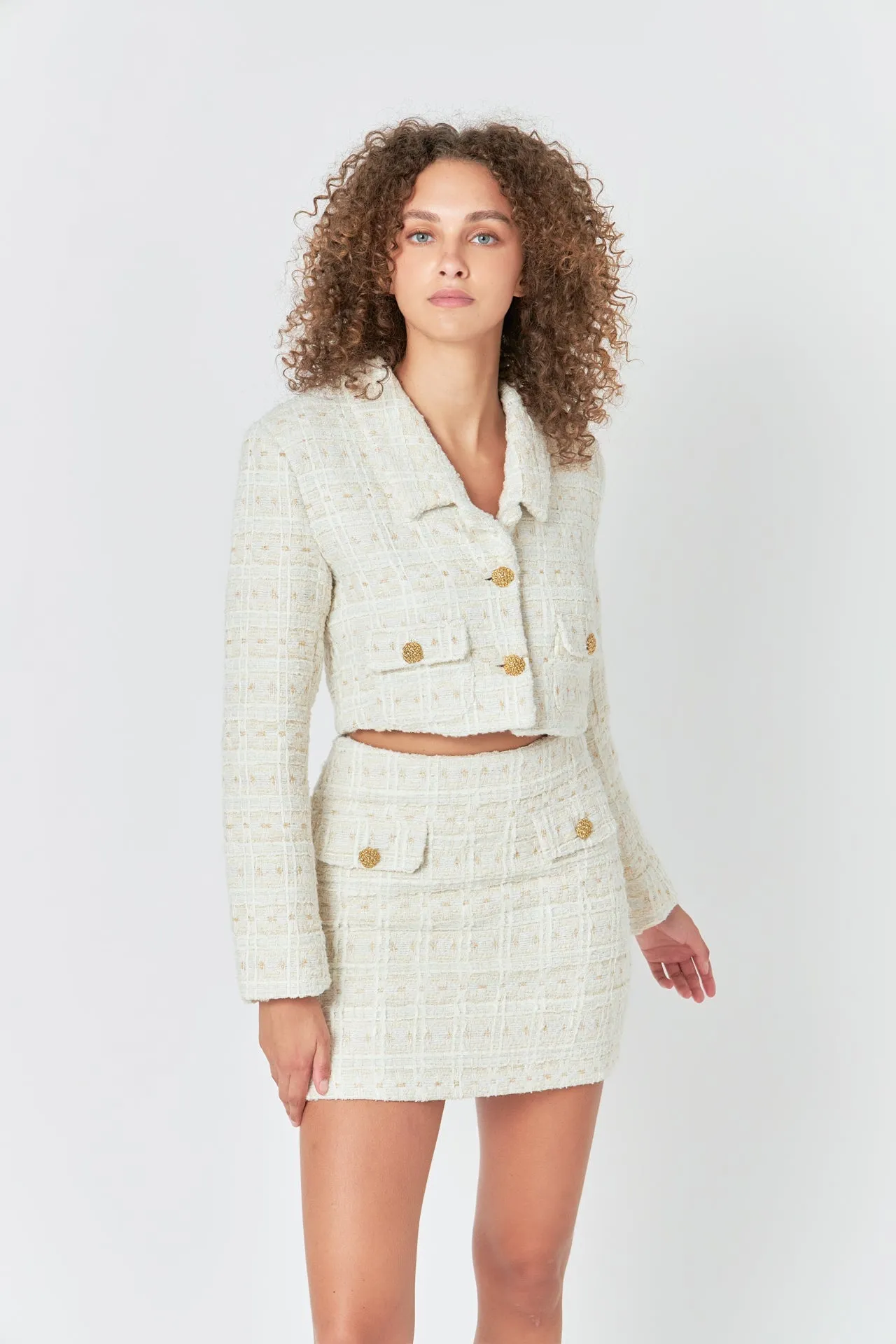 Endless Rose - Premium Cropped Tweed Jacket