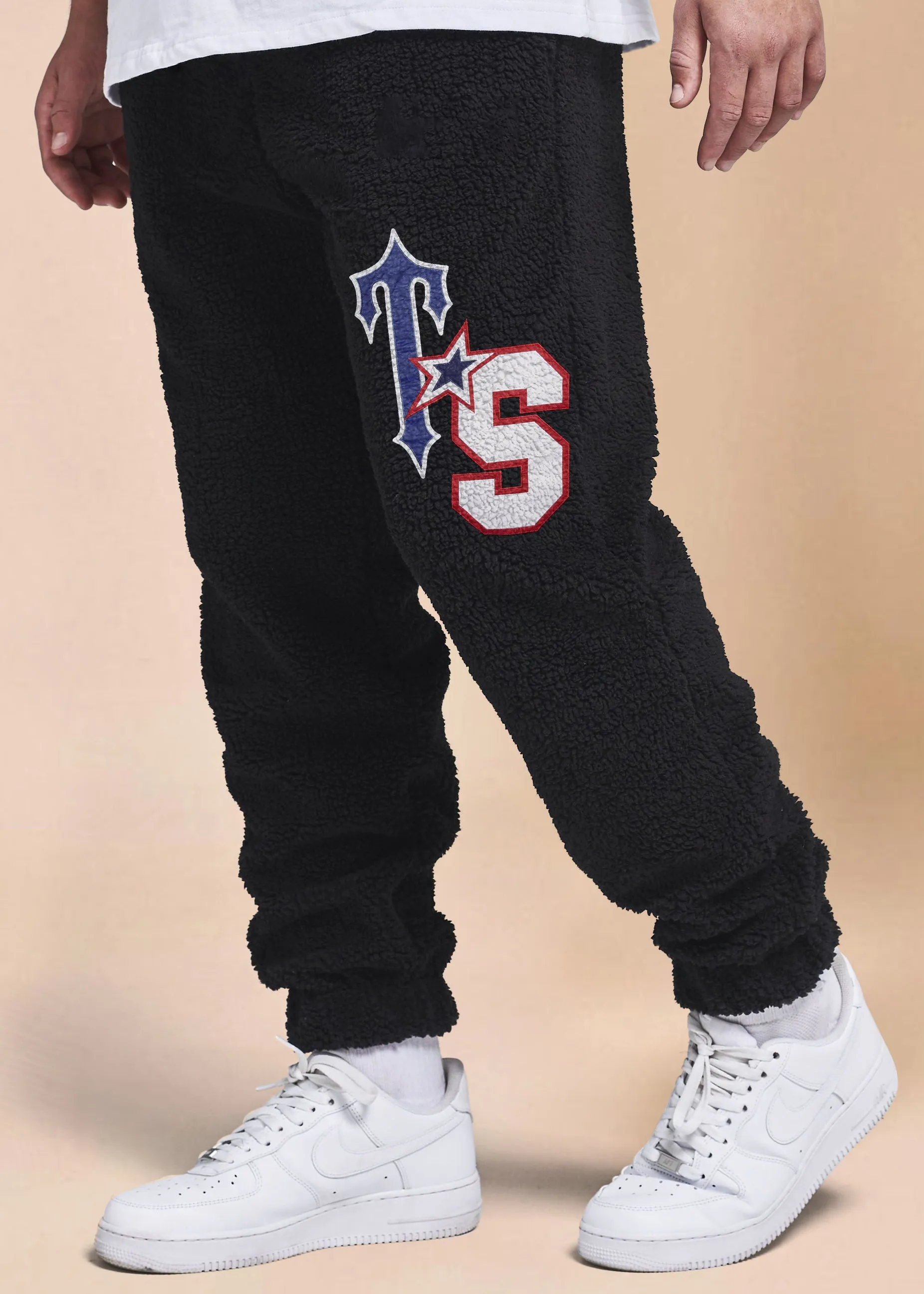 Fashion Vintage Print Fleece Bungee Trousers