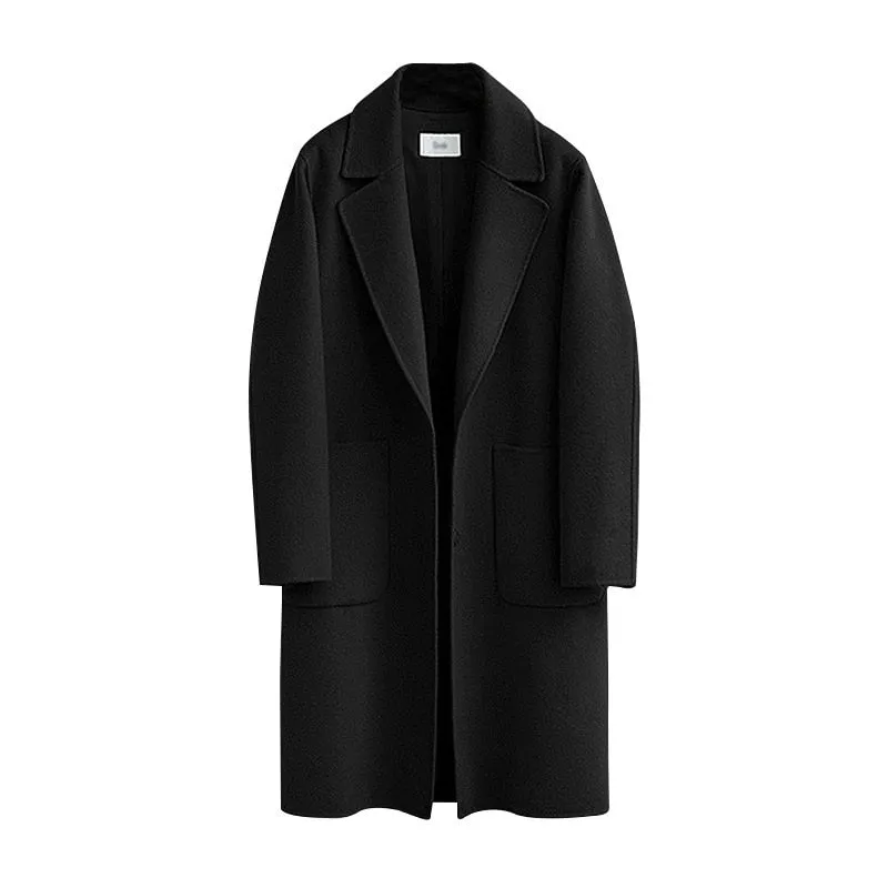 FashionSierra - Wool Baggy Long Solid Simple All-match Overcoat