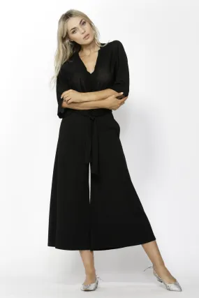 Fate   Becker White Noise Wide Leg Pants in Black Magic