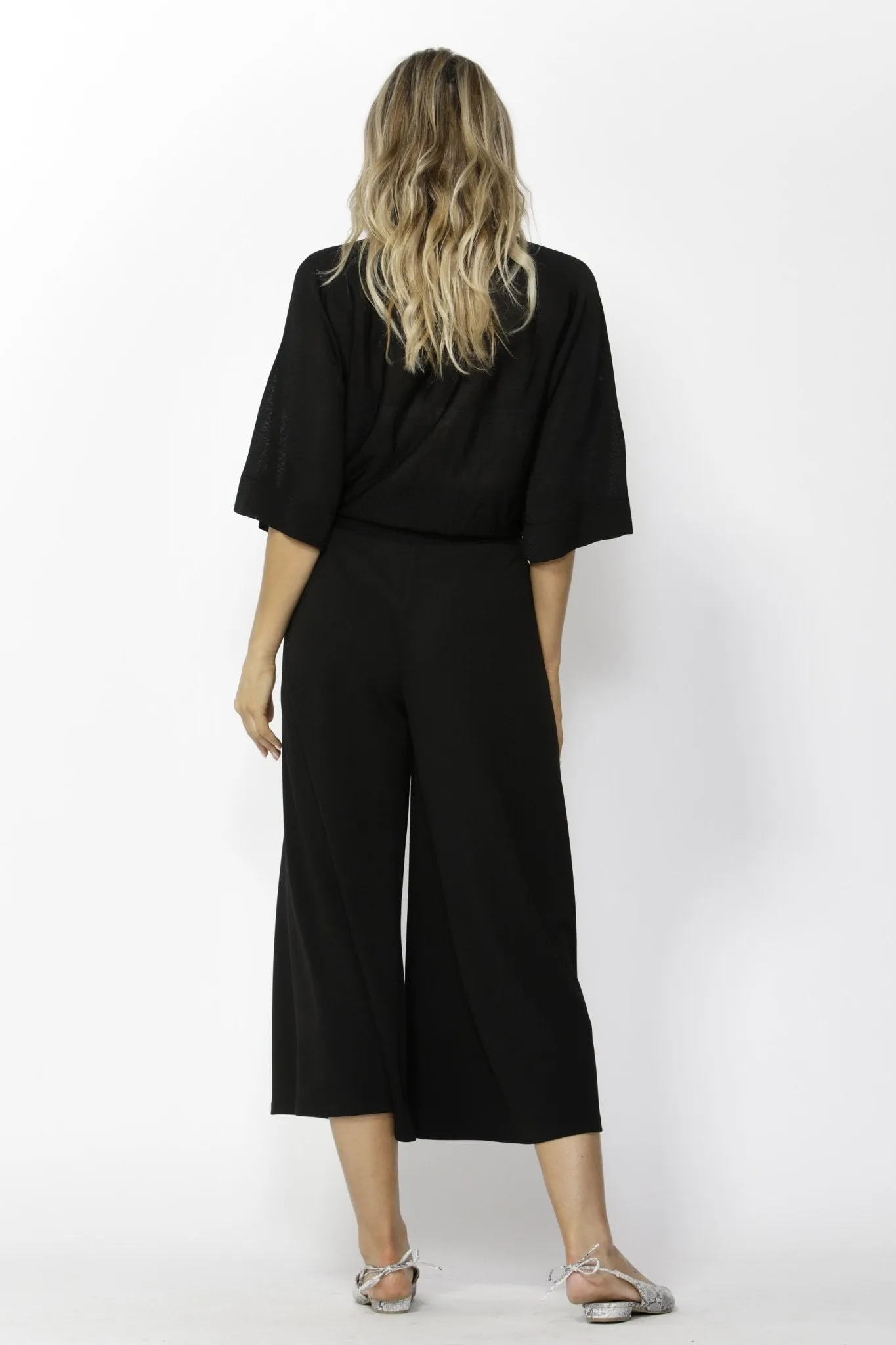 Fate   Becker White Noise Wide Leg Pants in Black Magic