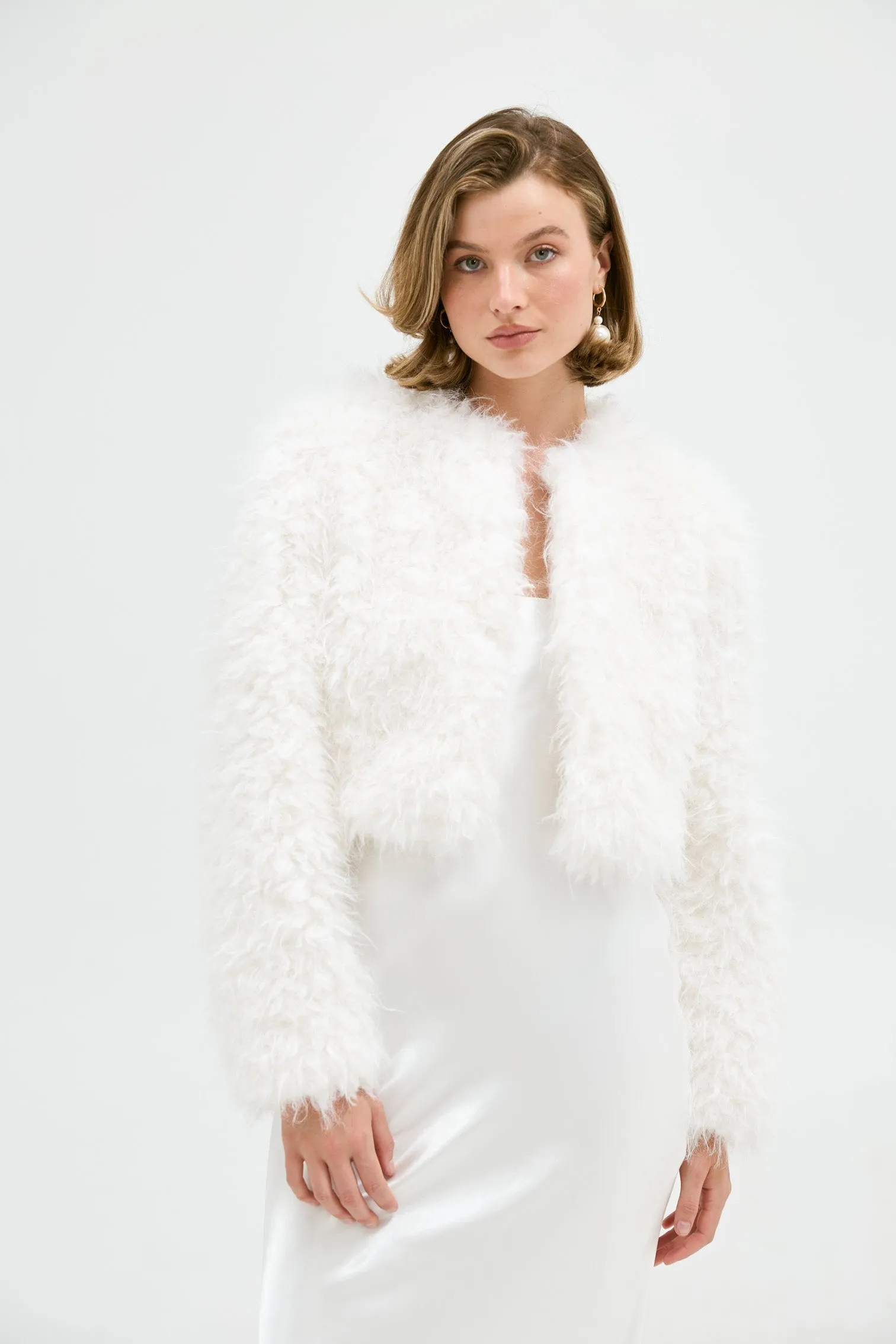 Faux Manhattan Crop Jacket - Pure White