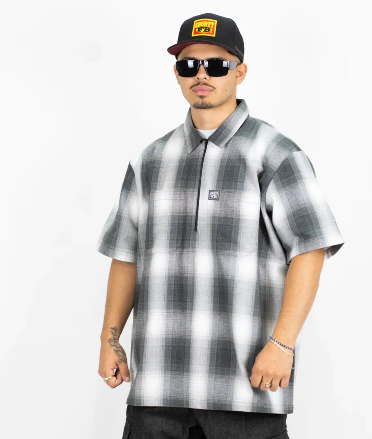 FB County Short Sleeve Checker Zip Shirt