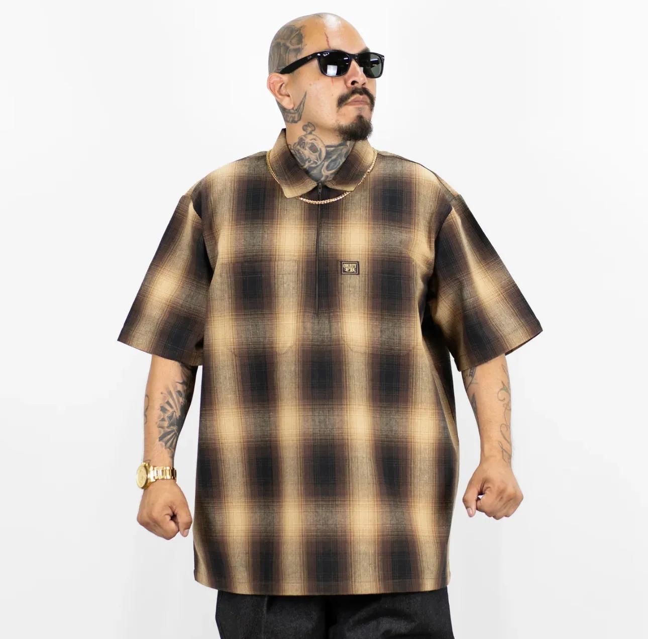 FB County Short Sleeve Checker Zip Shirt