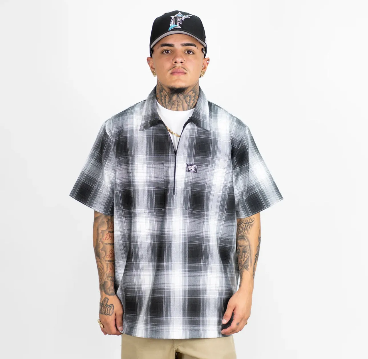 FB County Short Sleeve Checker Zip Shirt