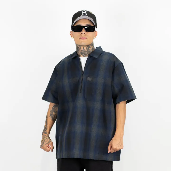 FB COUNTY Short Sleeve Checkered Zip Shirt