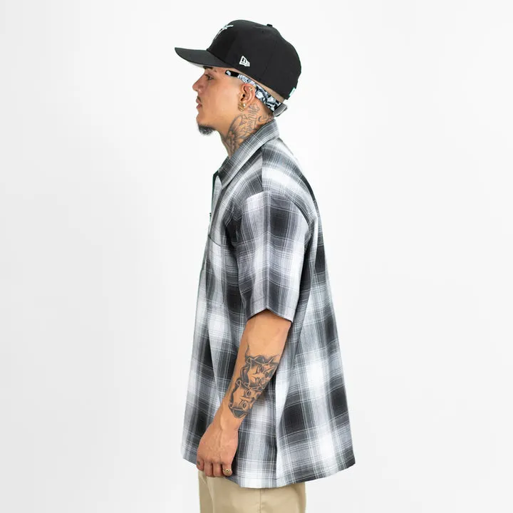 FB COUNTY Short Sleeve Checkered Zip Shirt