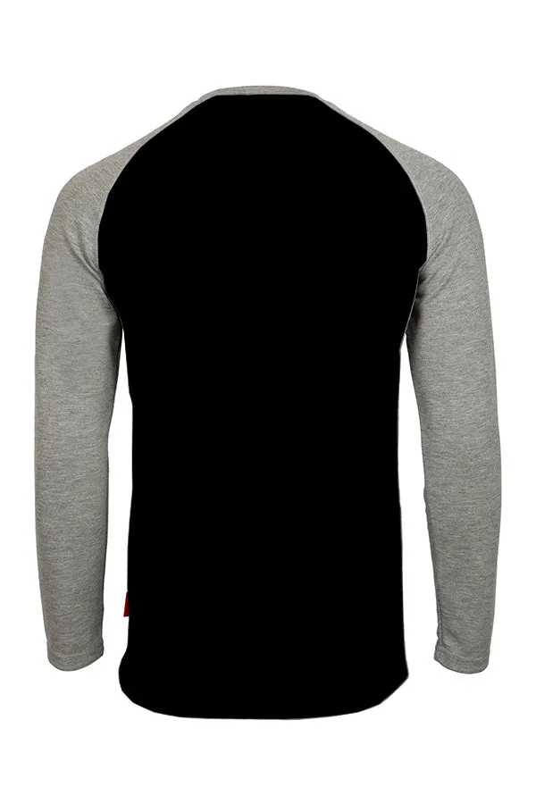 Flame-Resistant Raglan Sleeve Henley T-Shirt – 6oz. Tecasafe® Plus | Black-Gray