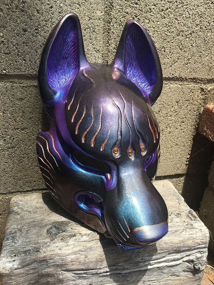 FOX MASK- IRIDECENT PURPLE WITH GOLD ACCENTS