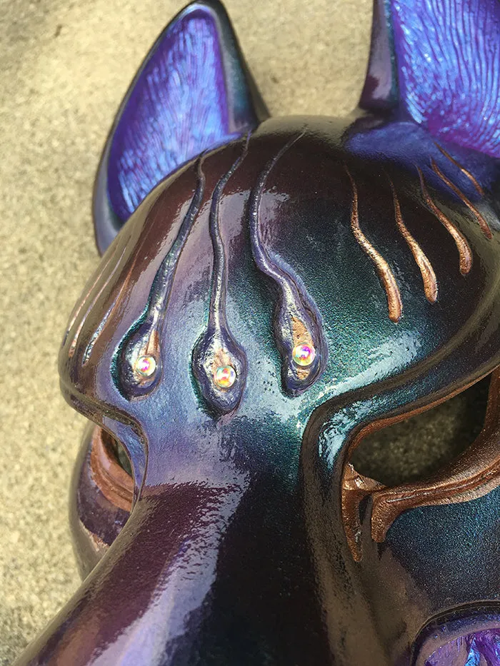 FOX MASK- IRIDECENT PURPLE WITH GOLD ACCENTS