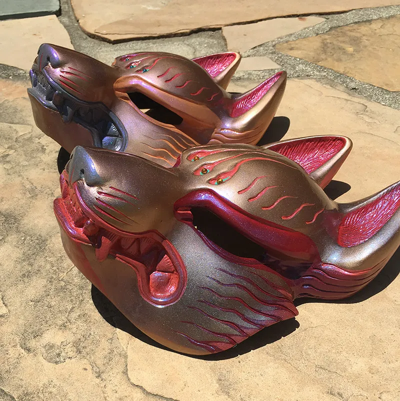 FOX MASK- IRIDESCENT RED/GOLD