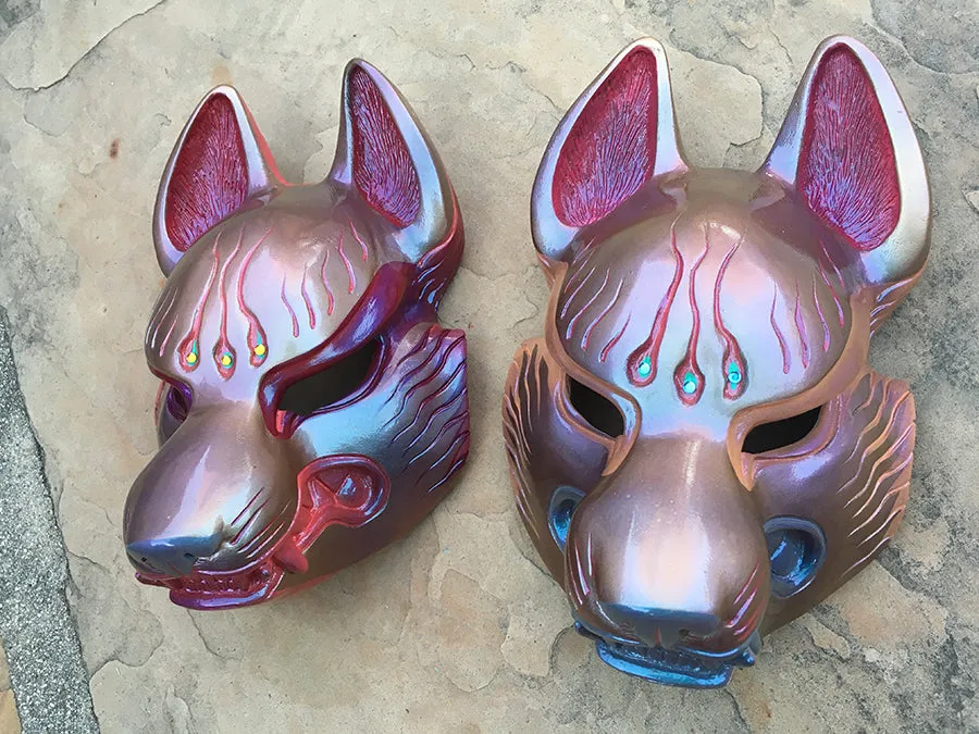 FOX MASK- IRIDESCENT RED/GOLD