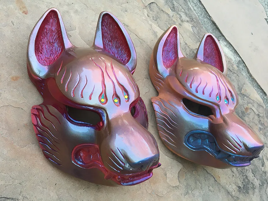 FOX MASK- IRIDESCENT RED/GOLD