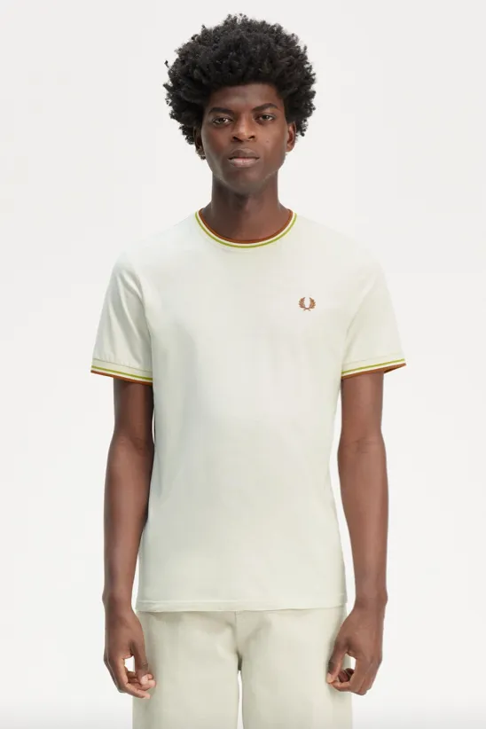 Fred Perry Twin Tipped T-Shirt/Ecru/Honeycomb/Marmalade - New AW24