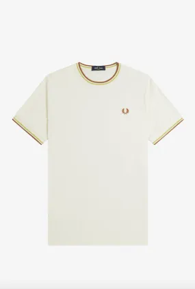 Fred Perry Twin Tipped T-Shirt/Ecru/Honeycomb/Marmalade - New AW24