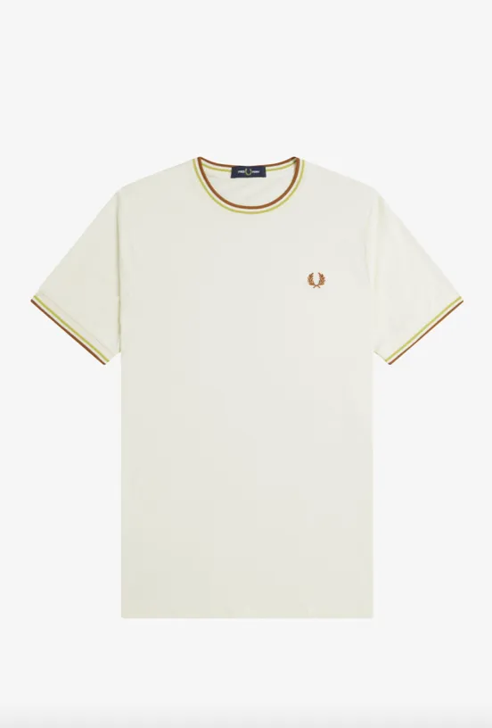 Fred Perry Twin Tipped T-Shirt/Ecru/Honeycomb/Marmalade - New AW24