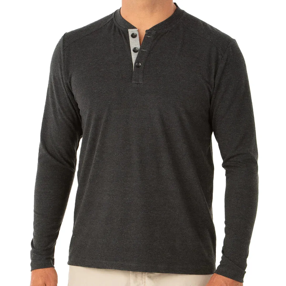 Free Fly Men's Bamboo Flex Henley in Black