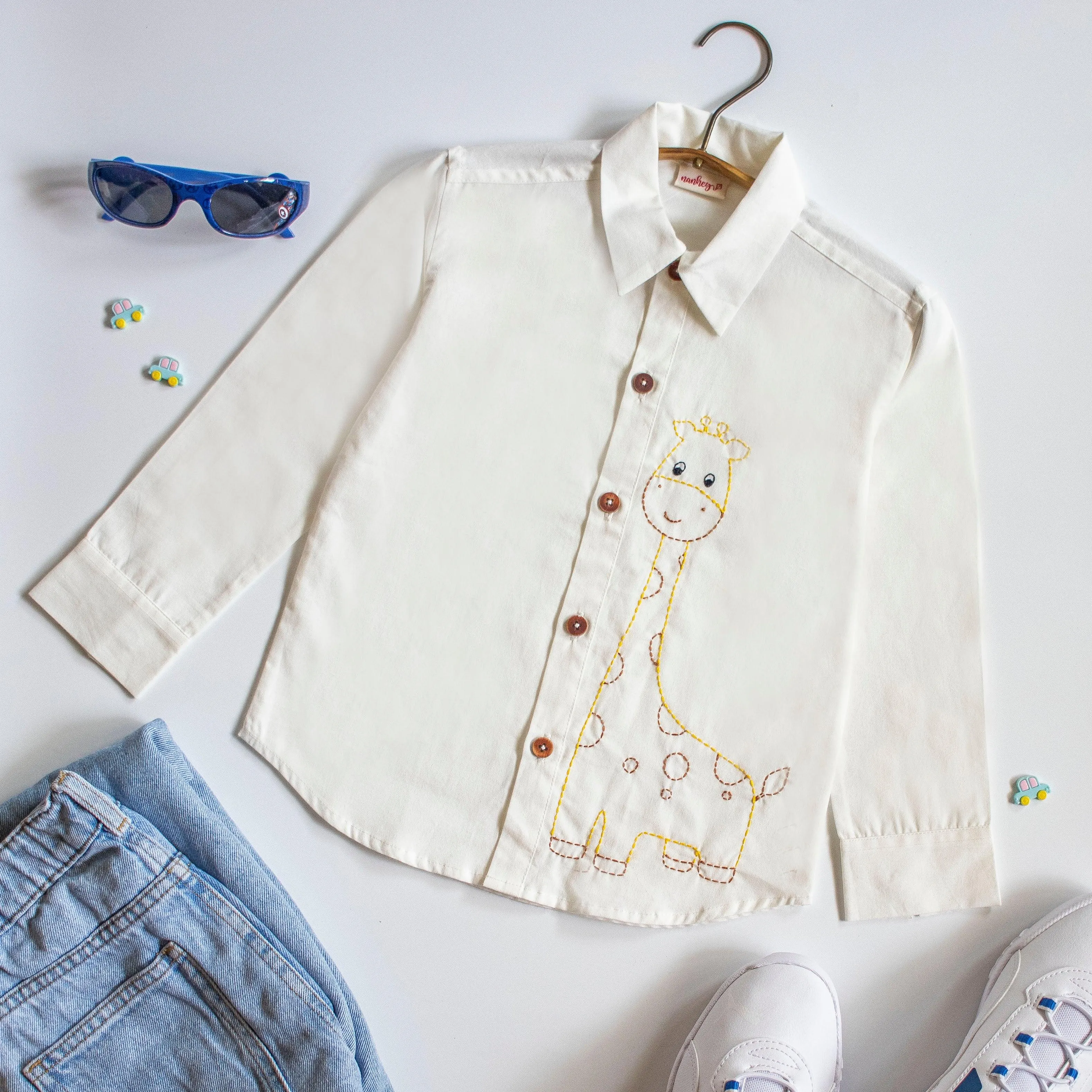 Frosty Giraffe Embroidered Formal Shirt