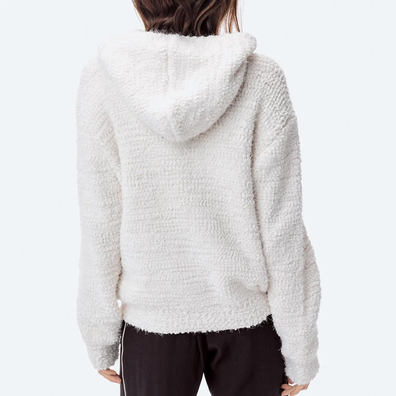 Fuzzy Popcorn Zipup Hoodie (Winter White)