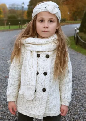 Girls Aran Double Breasted Coat | Natural