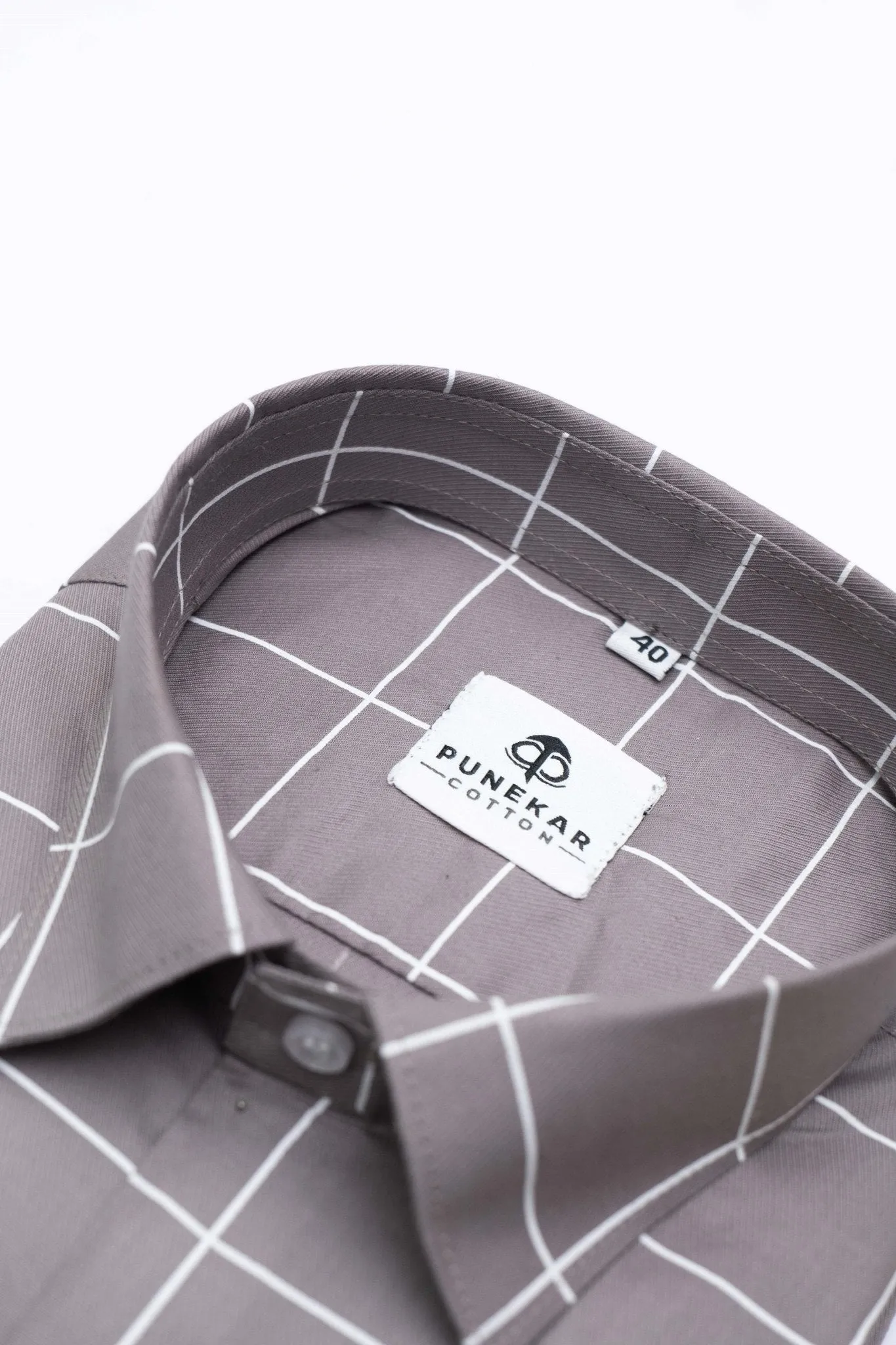 Grey Color Big Checks Cotton Shirts For Men