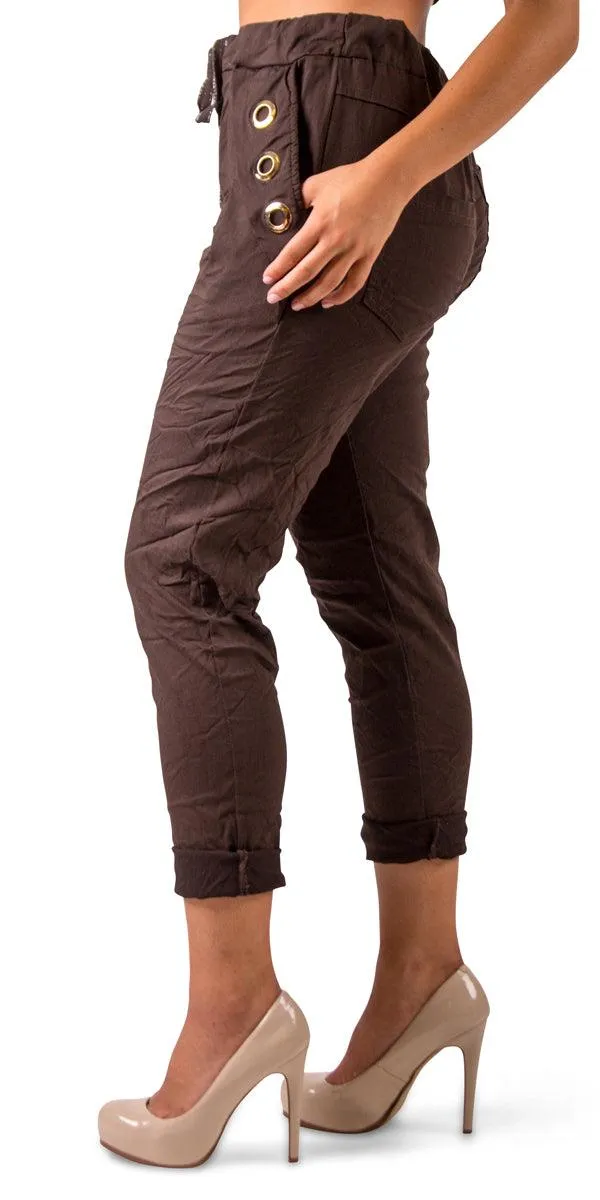 Grommet Pocket Tie-Waist Pants