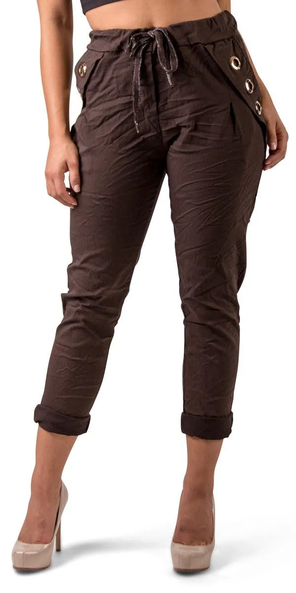 Grommet Pocket Tie-Waist Pants