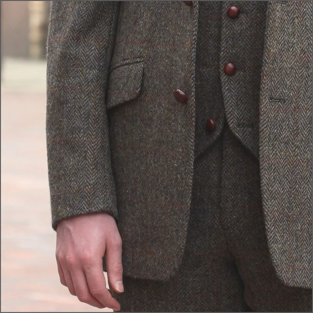 Harris Tweed Brown Herringbone 3 piece Suit>