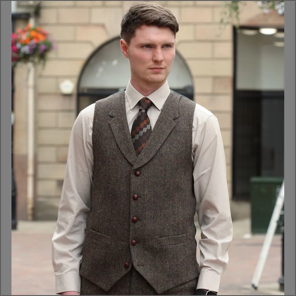 Harris Tweed Brown Herringbone 3 piece Suit>