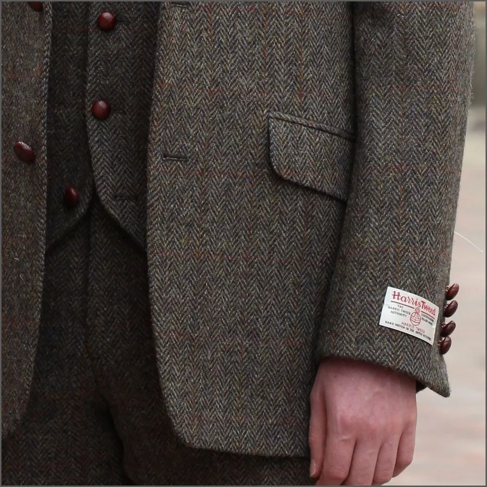 Harris Tweed Brown Herringbone 3 piece Suit>