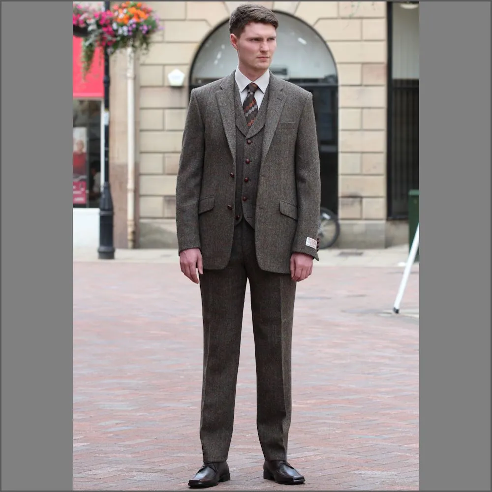 Harris Tweed Brown Herringbone 3 piece Suit>