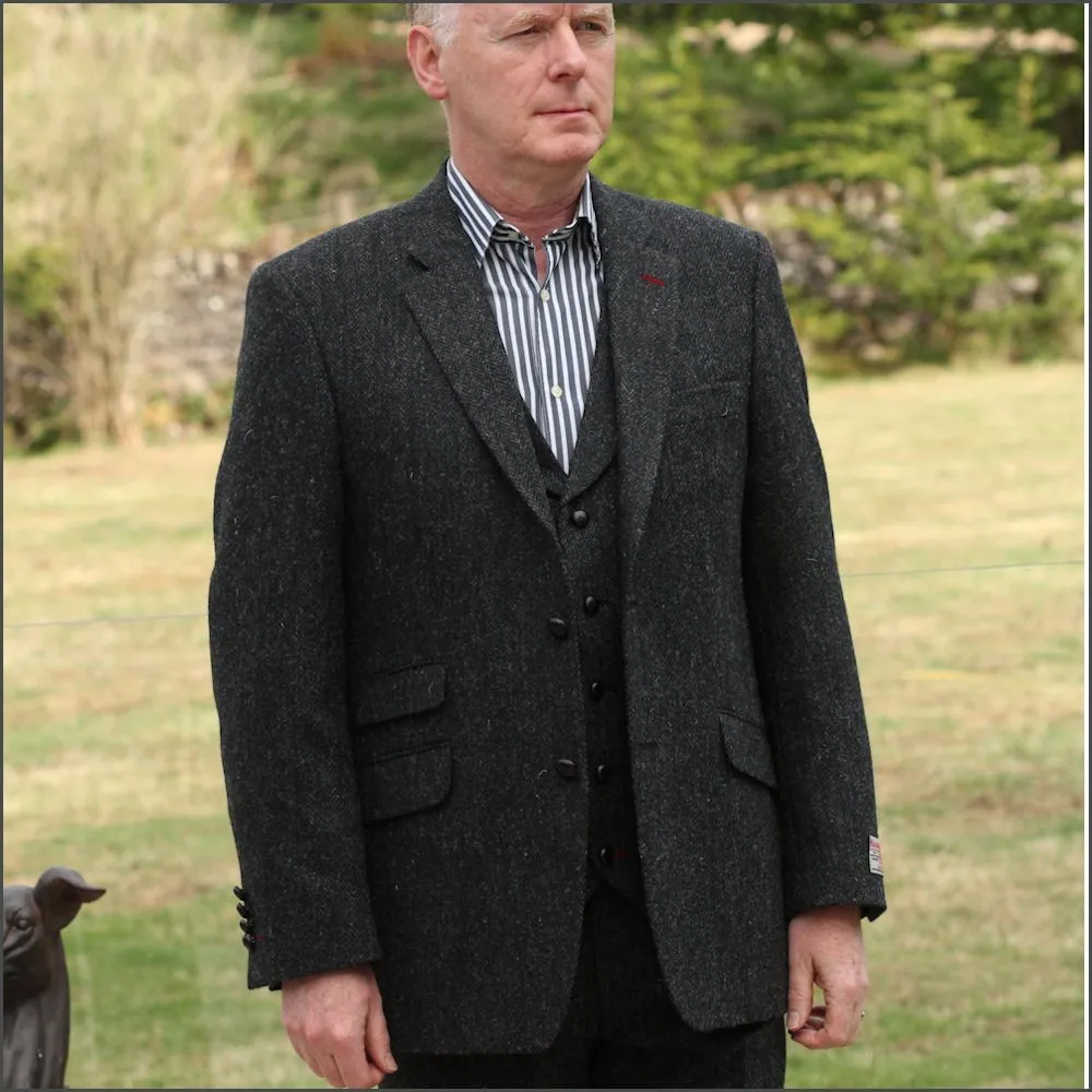 Harris Tweed Charcoal Herringbone Jacket>>