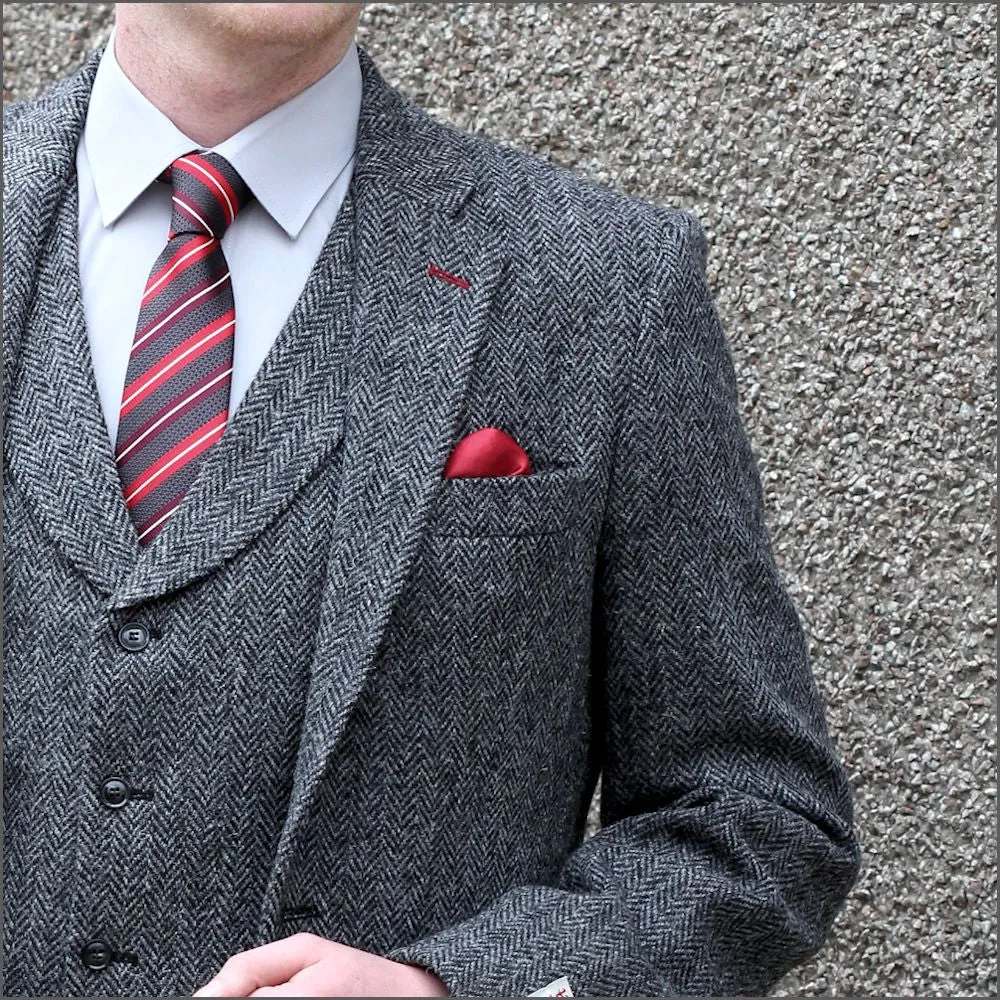 Harris Tweed Grey Herringbone 3pic Suit>