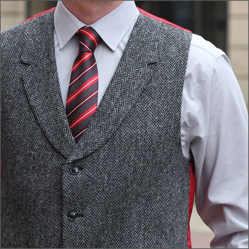 Harris Tweed Grey Herringbone 3pic Suit>