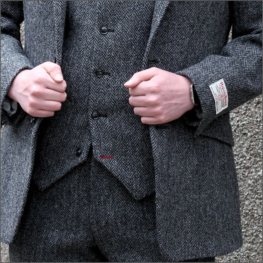 Harris Tweed Grey Herringbone 3pic Suit>