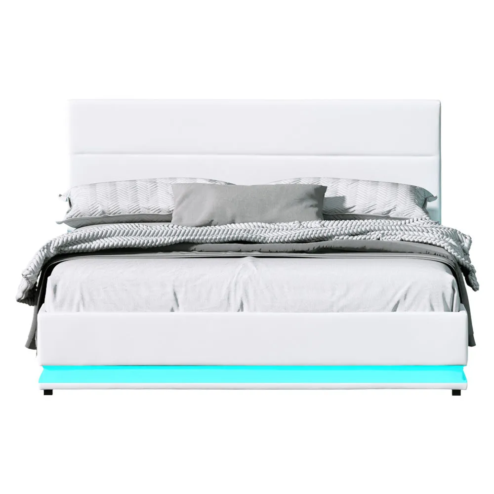 Henley LED Storage Queen Bed Frame White