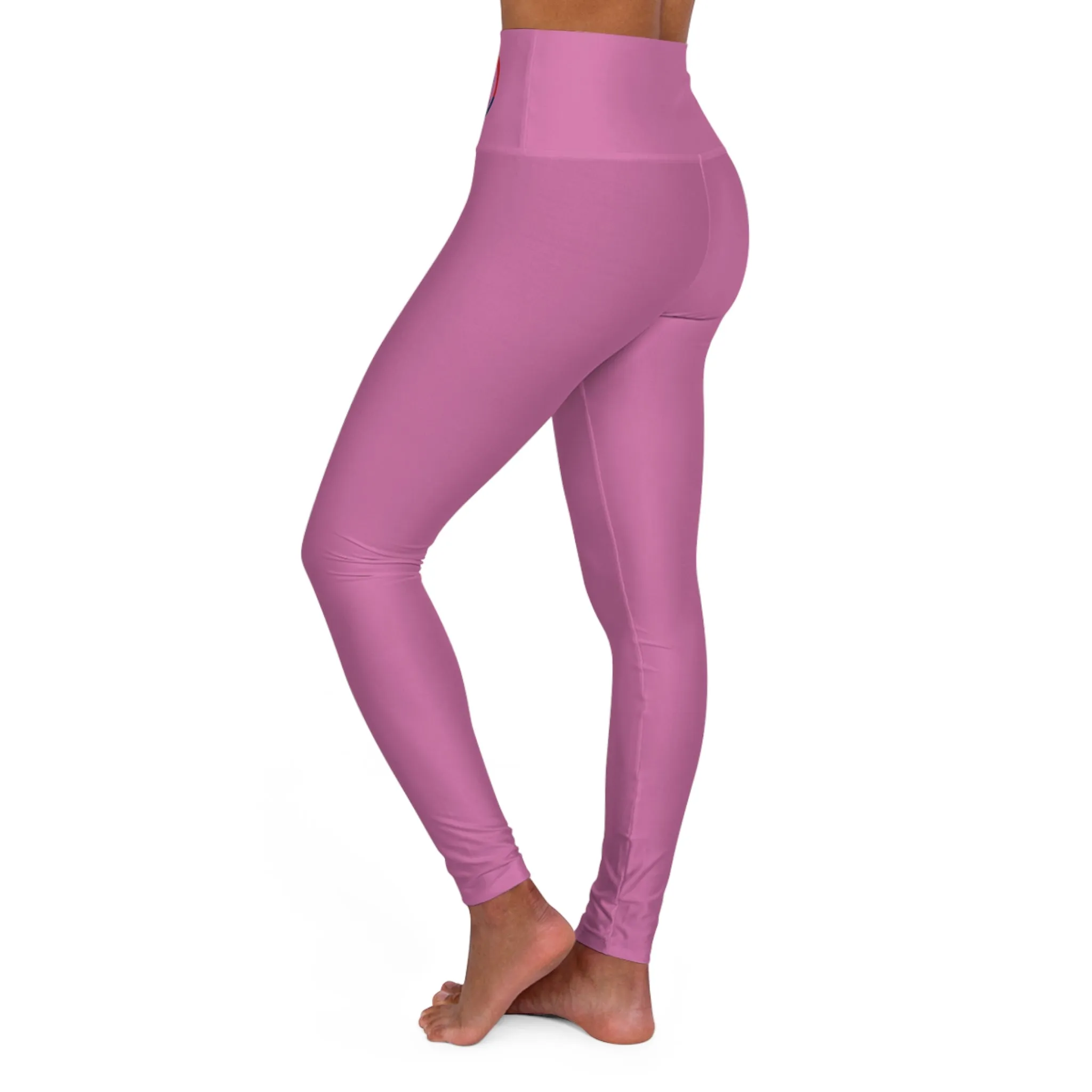 High Waisted Pink Yoga Leggings (AOP)