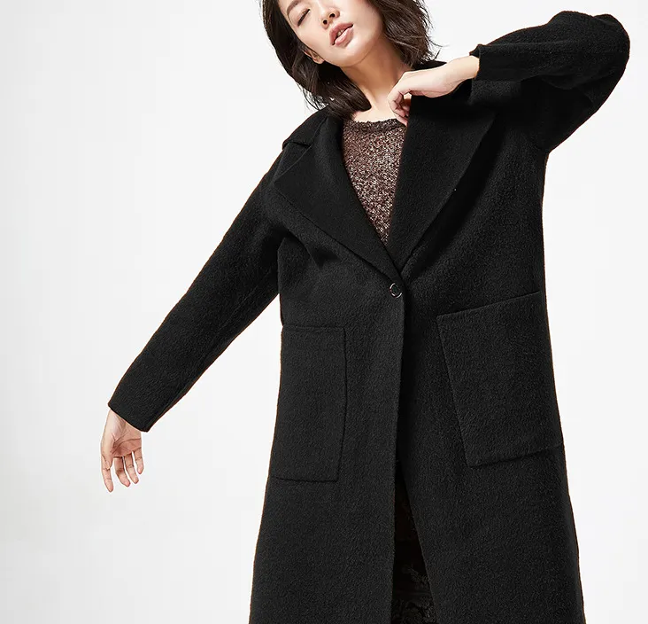 Hooded Wool Coat Handmade Long Warm Long Women Wool Coat Jacket/7800