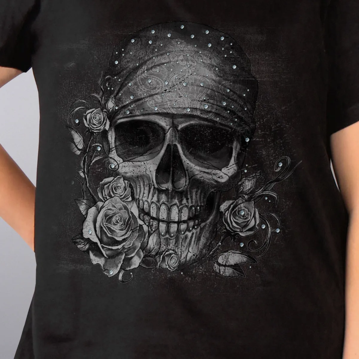 Hot Leathers GLR1508 Skull Bandana Full Figured Ladies T-Shirt