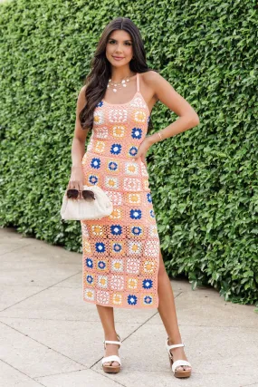 In My Happy Place Crochet Scoop Neck Midi Dress FINAL SALE